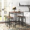 Bar table set 5PC Dinging table set with high stools, structural strengthening, industrial style. Rustic Brown, 43.31'' L x 23.62'' W x 35.43'' H.