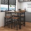 Bar table set 5PC Dinging table set with high stools, structural strengthening, industrial style. Rustic Brown, 43.31'' L x 23.62'' W x 35.43'' H.