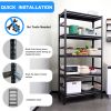 72"H Heavy Duty Storage Shelves Adjustable 5-Tier Metal Shelving Unit with Wheels for 1750LBS Load Kitchen, Garage, Pantry, and More