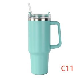 40 oz. With Logo Stainless Steel Thermos Handle Water Glass With Lid And Straw Beer Glass Car Travel Kettle Outdoor Water Bottle (Capacity: 1200ml)